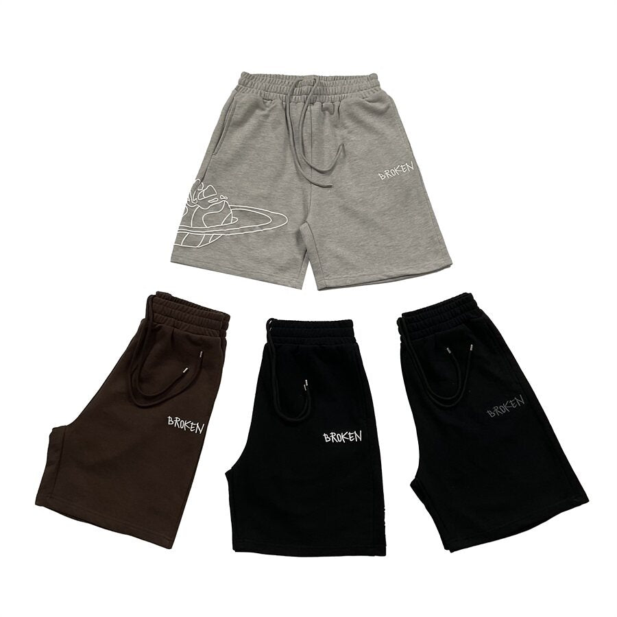 Broken Planet Embroidered Straight Casual Sweat Shorts