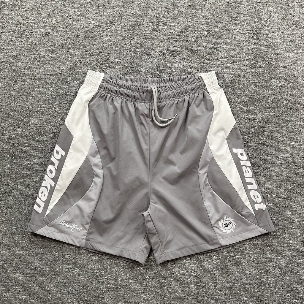 Broken Planet Embroidered Retro Color Block Shorts
