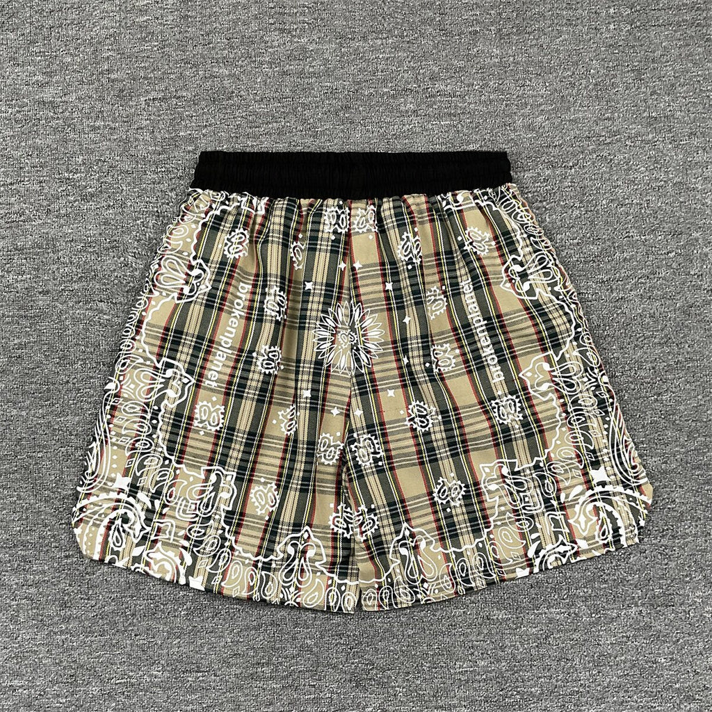 Broken Planet Paisley Plaid Loose Drawstring Shorts