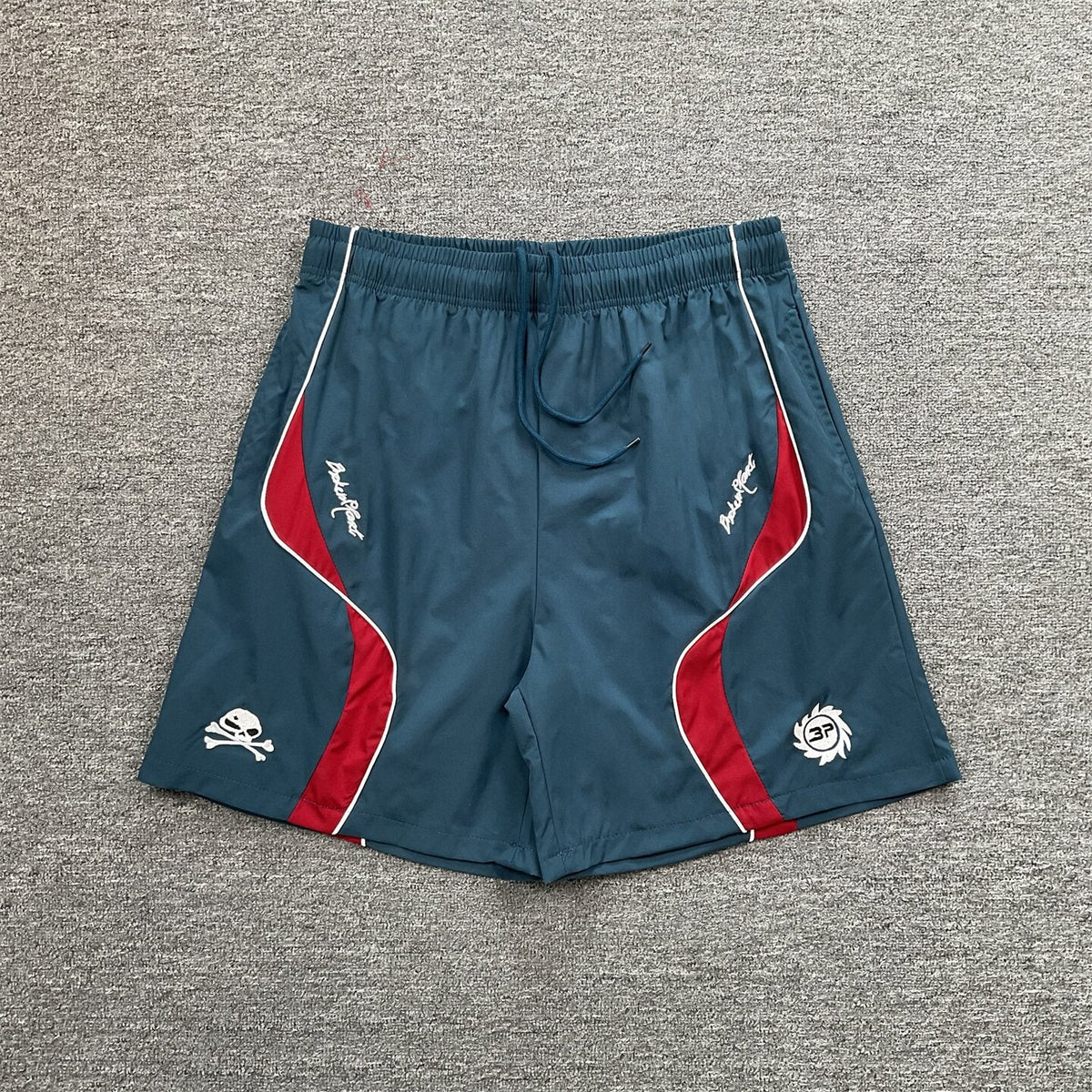 Broken Planet Embroidered Color Block Sports Shorts