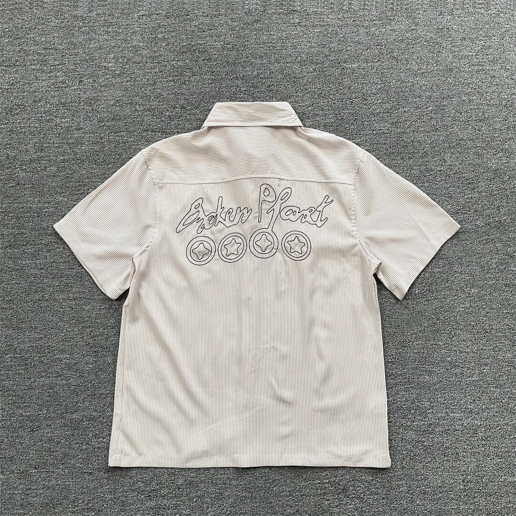 Broken Planet Striped Embroidered Short Sleeve Shirt