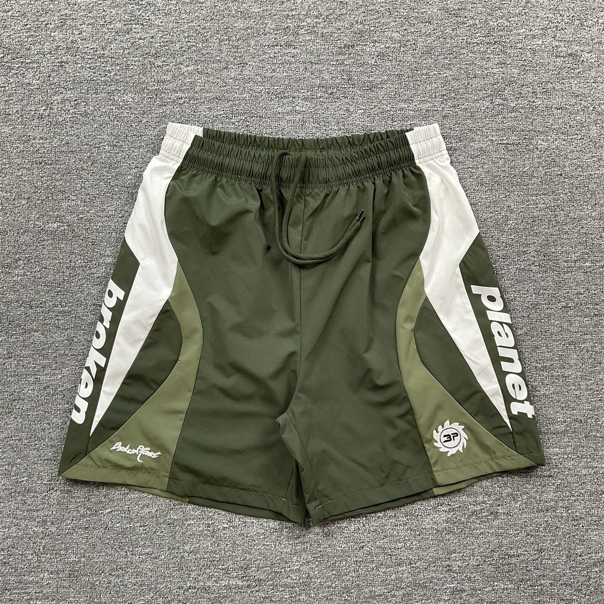 Broken Planet Embroidered Retro Color Block Shorts