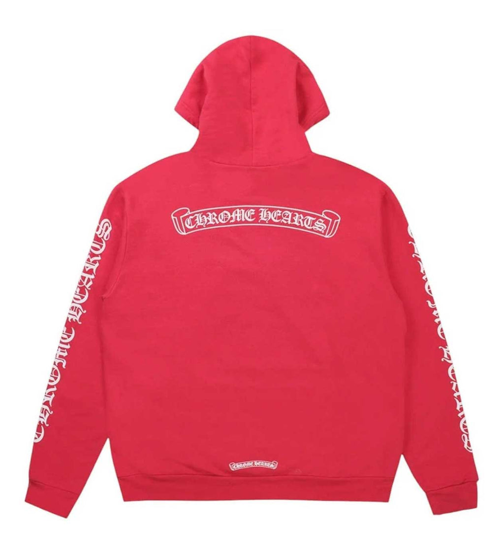Chrome Hearts Scroll Logo Hoodie Red