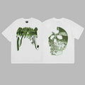 Revenge Green & Silver Gradient Arch Logo & Broken Skull Graphic Short Sleeve T-Shirt White