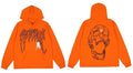 Revenge Orange Geometric Spider Skull Arch Logo Pullover Hoodie