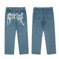 Revenge Vintage Blue Wash Gothic Logo Denim Jeans