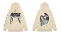 Revenge Cream Metallic Silver 3D Skull Arch Logo Pullover Hoodie
