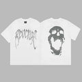 Revenge Arch Logo & Cracked Skull Graphic Short Sleeve T-Shirt White