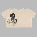 Revenge Pointing Portrait Graphic Short Sleeve T-Shirt Beige