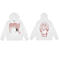 Revenge White Geometric Spider Skull Arch Logo Pullover Hoodie