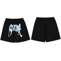 Revenge Ice Blue Skeleton Gothic Logo Mesh Shorts - Black