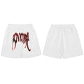 Revenge Red Skeleton Gothic Logo Shorts - White