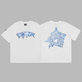 Revenge Silver & Blue Arch Logo & Anarchy Symbol Graphic Short Sleeve T-Shirt White