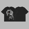 Revenge Outline Cartoon Portrait Graphic Short Sleeve T-Shirt Black